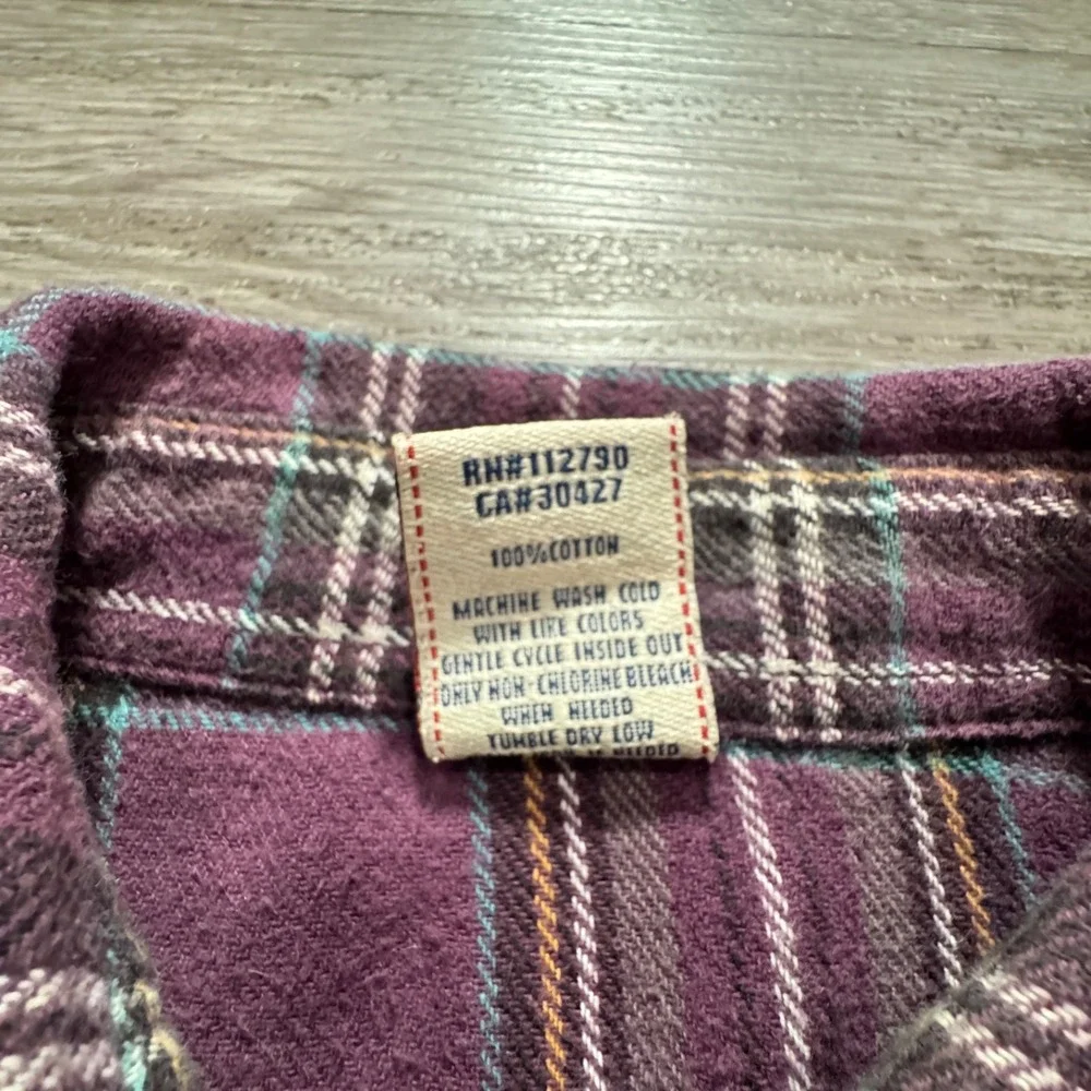 True Religion Shirt Adult Medium Plaid Western Pearl Snap Flannel 100% Cotton